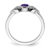 Sterling Silver Rhodium-plated Amethyst Ring
